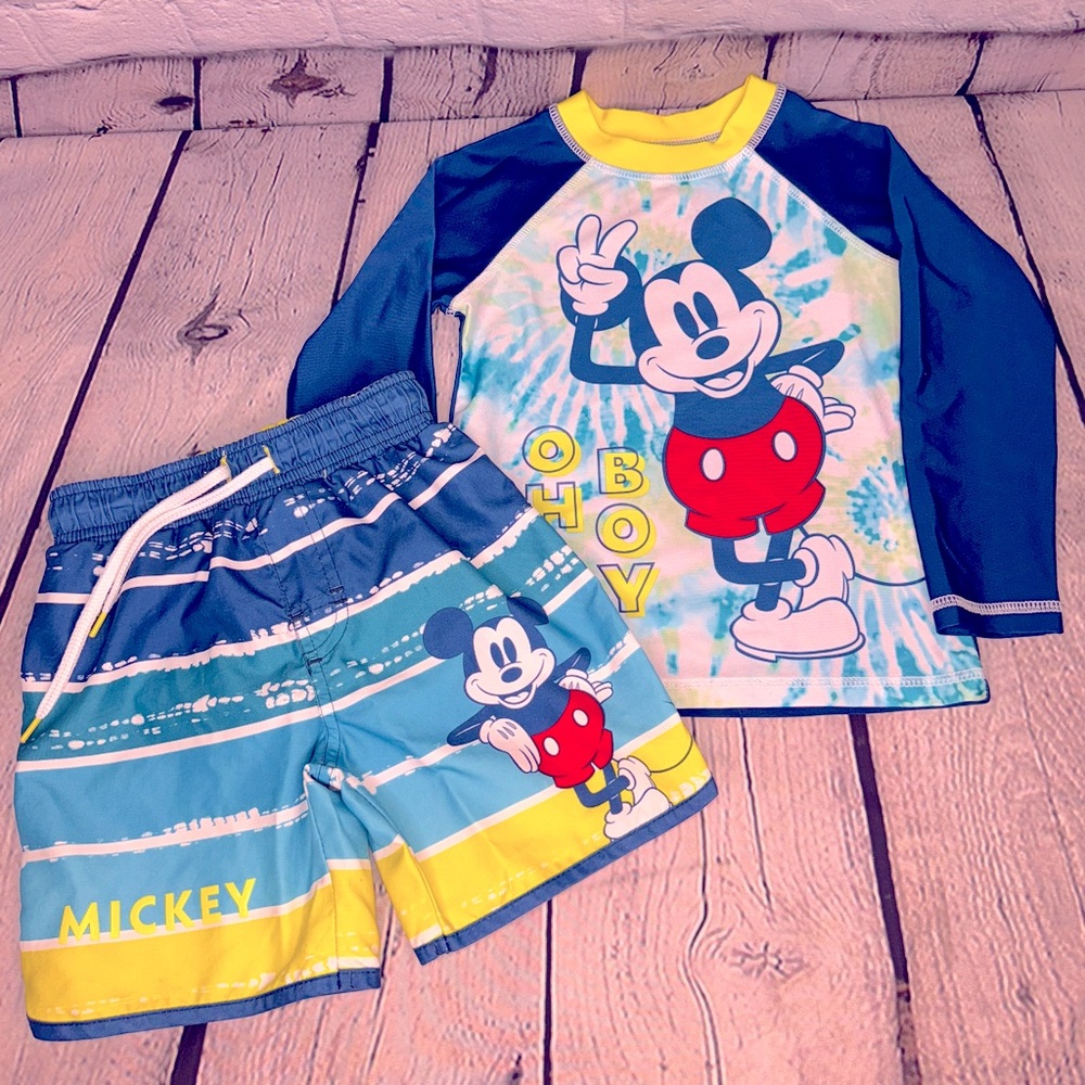 Disney Junior Mickey Mouse Kids 2 Pc Sunwear Set Size 3T UPF 50+ Swim Trunks